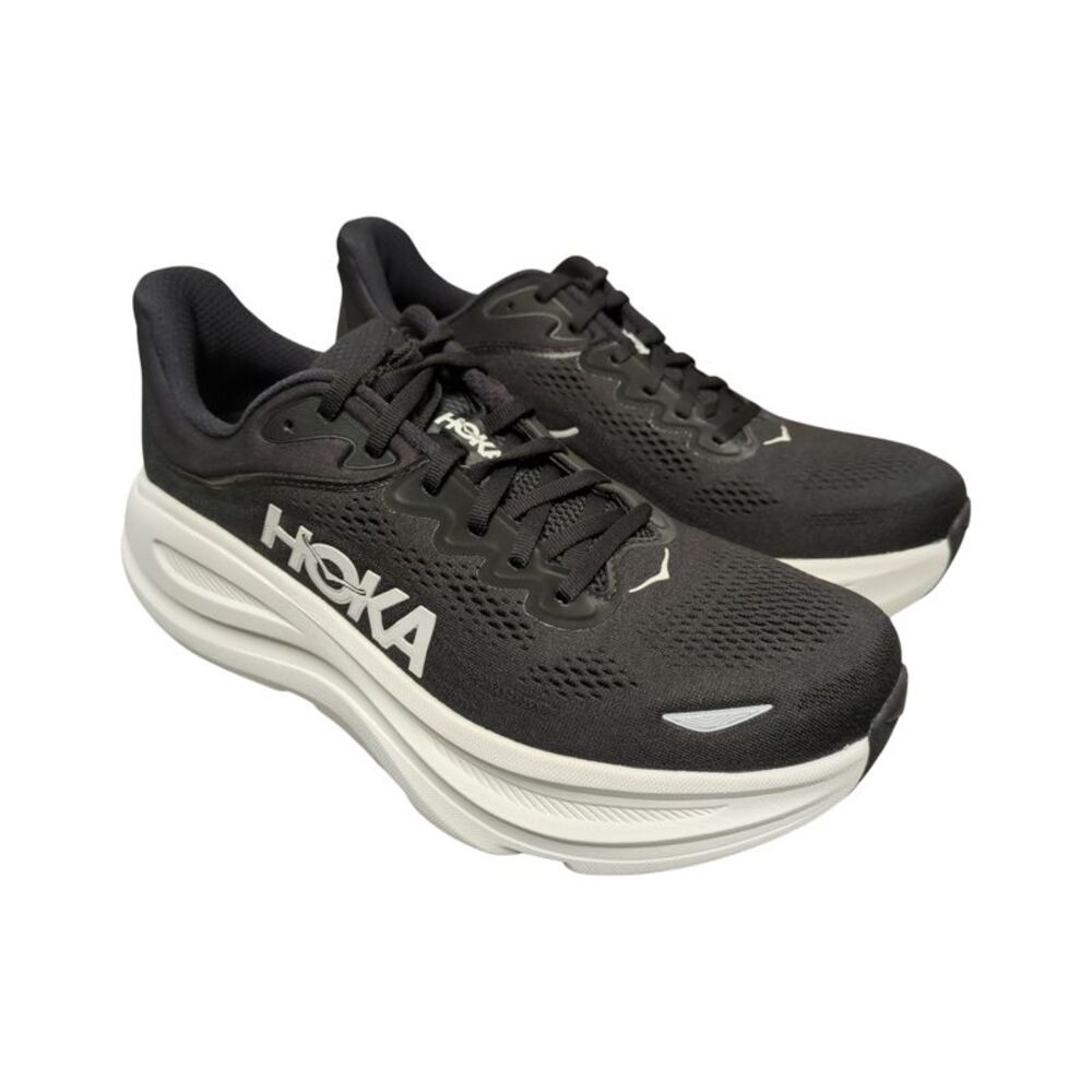 Hoka One One Black and White Men's Athletic Running Shoes
